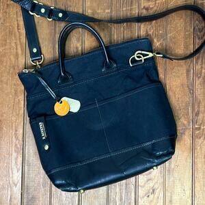 R.Riveter  black canvas leather William convertible crossbody tote Made USA